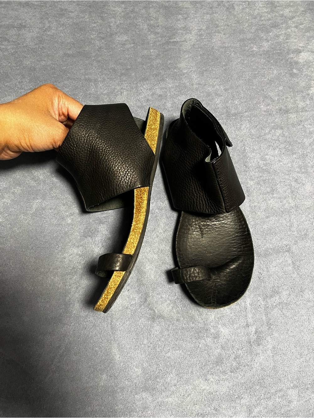 Pedro Garcia Ankle Cuff Leather Black Sandals Vania Women Size 8.5 Festival Boho